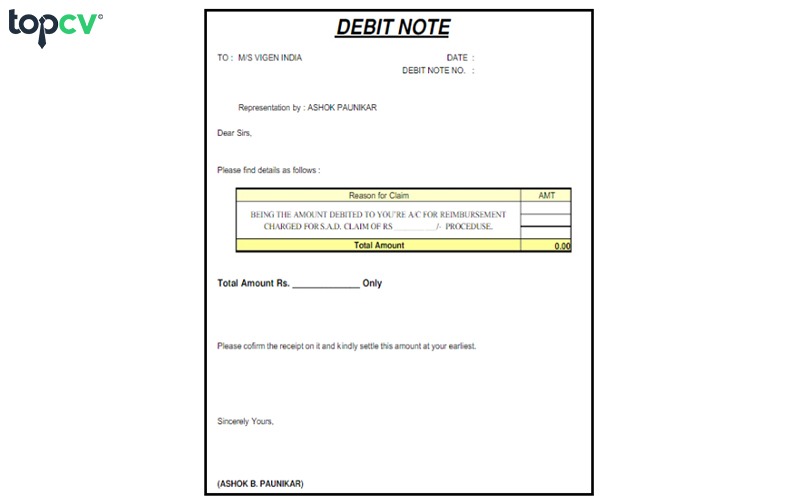 Debit note có liên quan đến việc gia hạn tín dụng trong giao dịch thương mại 